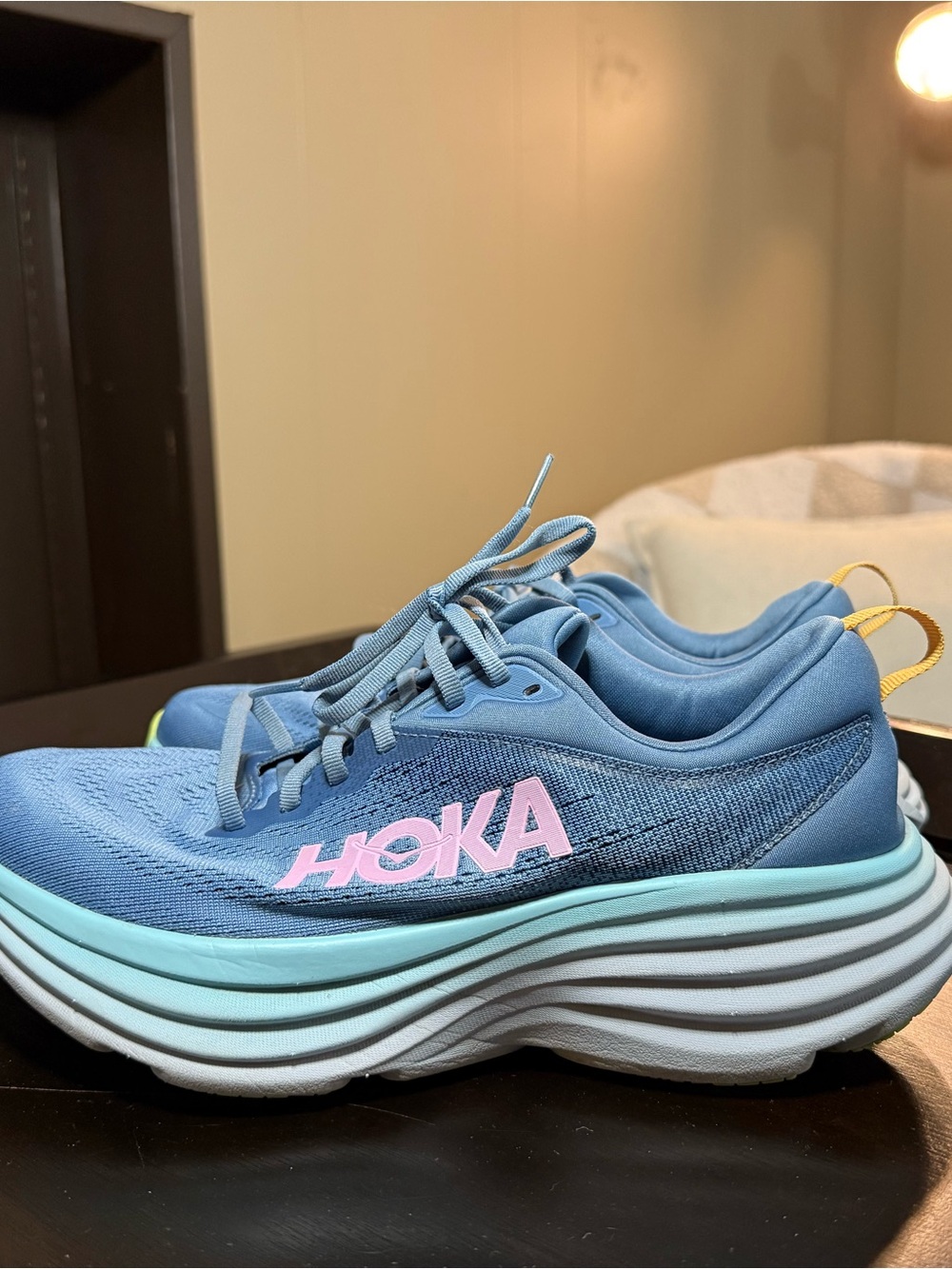 Hoka One One Women's Slate Blue Running Shoes with Pink Logo